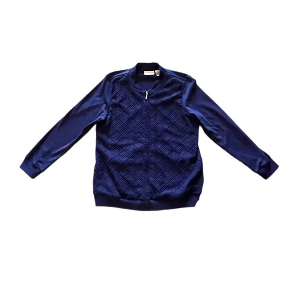 Alfred Dunner Blue Textured Pattern Full Zip Up Jacket Women’s Size 10 - Picture 5 of 12